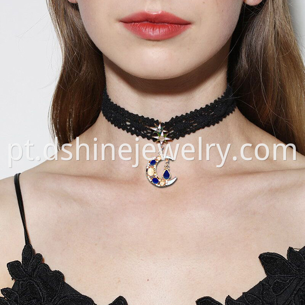 Black Lace Chain Velvet Choker